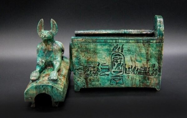 Canopic Jars Box.  Unique and more than wonderful of natural stone hand made one hundred percent natural colors very special box - Image 2