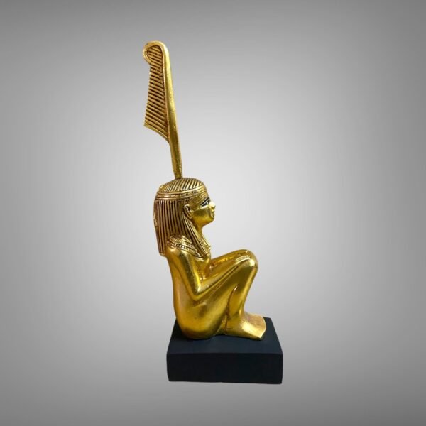 This gorgeous and unique Maat Statue in Gold Leaf with Black Base is handcrafted - Image 6