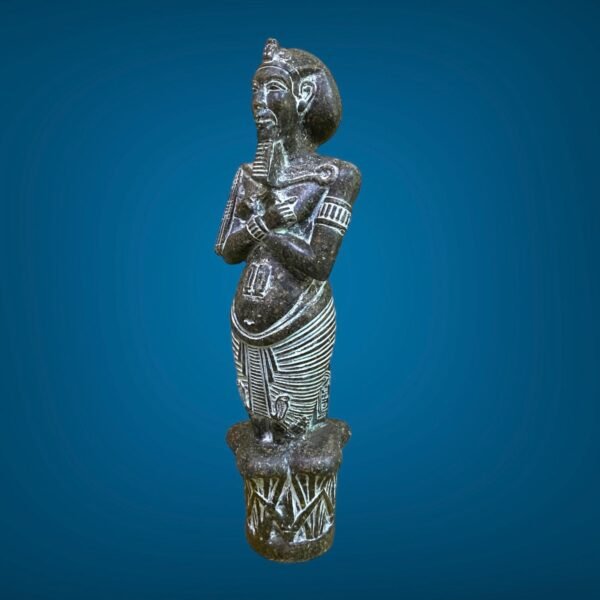 Unique statue of King Akhenaten of green granite - Image 3