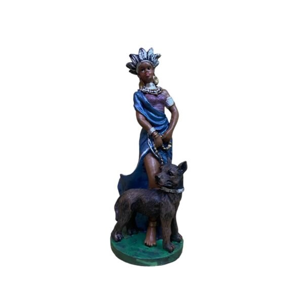 Two statues of two very cute African women with their pets - Image 3