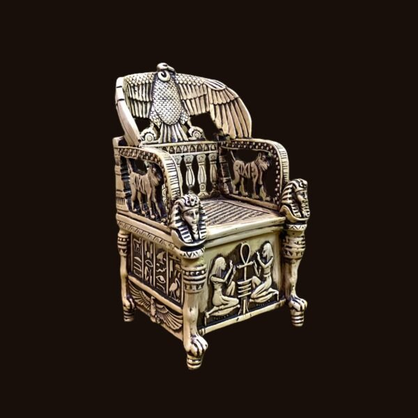 A very impressive jewelry box in the shape of Tutankhamun's throne chair - Image 5