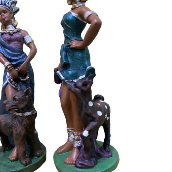 Two statues of two very cute African women with their pets - Image 7