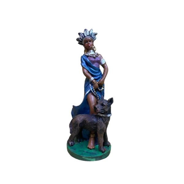 Two statues of two very cute African women with their pets - Image 9
