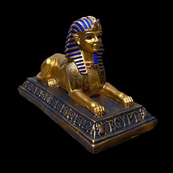 Sphinx statue in golden color inlaid with wonderful, distinctive colors of high quality - Image 2