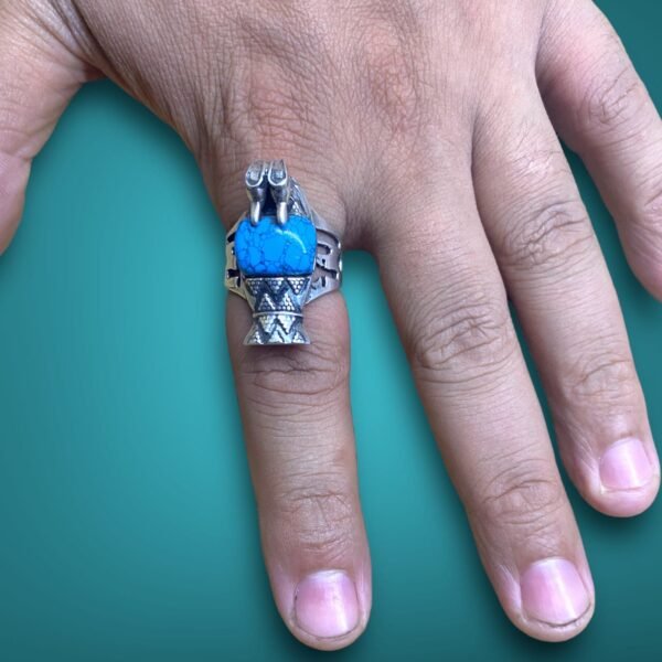 A very beautiful set of 925 silver, consisting of a ring and earrings in the ancient Egyptian style, which were made with perfection - Image 6