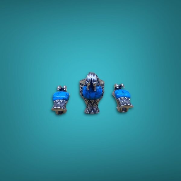 A very beautiful set of 925 silver, consisting of a ring and earrings in the ancient Egyptian style, which were made with perfection - Image 7