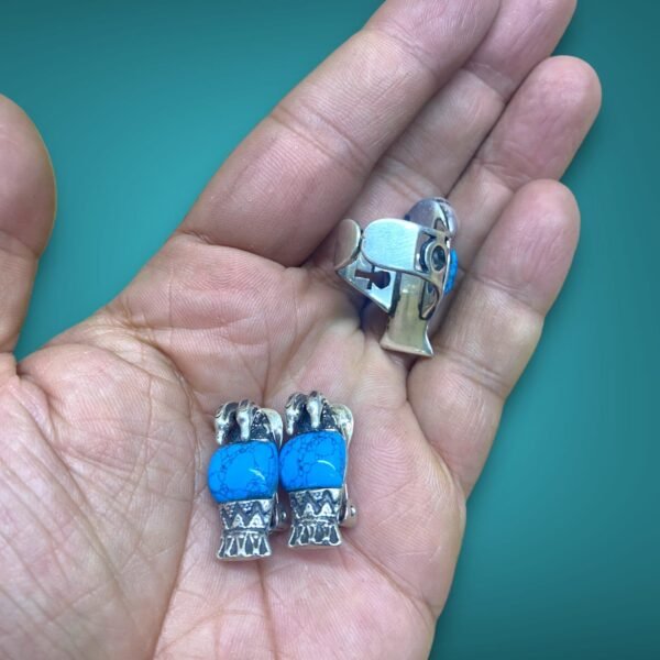 A very beautiful set of 925 silver, consisting of a ring and earrings in the ancient Egyptian style, which were made with perfection - Image 8