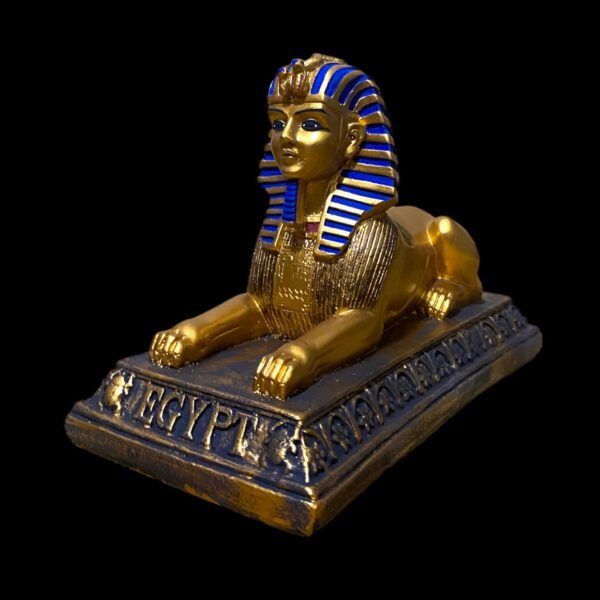 Sphinx statue in golden color inlaid with wonderful, distinctive colors of high quality - Image 4