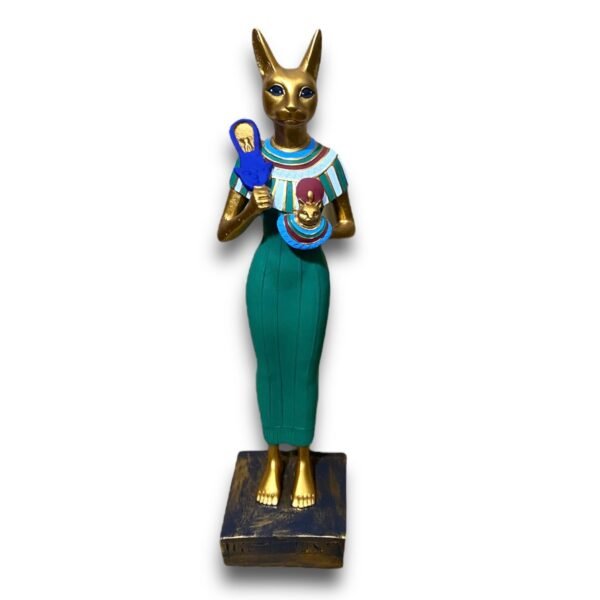 Gorgeous Bastet statue with a cat's head and a woman's body in pretty colors well - Image 7
