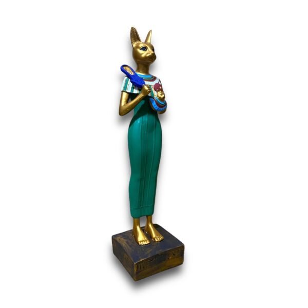 Gorgeous Bastet statue with a cat's head and a woman's body in pretty colors well - Image 3