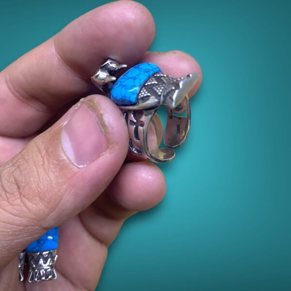 A very beautiful set of 925 silver, consisting of a ring and earrings in the ancient Egyptian style, which were made with perfection - Image 9