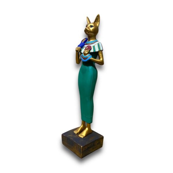 Gorgeous Bastet statue with a cat's head and a woman's body in pretty colors well - Image 5