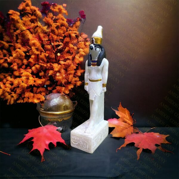 A very beautiful statue of Horus, made of alabaster stone, decorated with color - Image 3